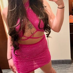 Fashion nova two piece top and skirt pink